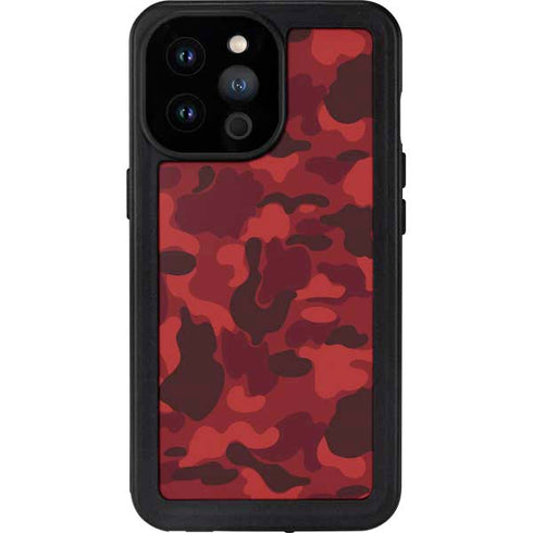 Red Street Camo iPhone 14 Pro Max Waterproof Case