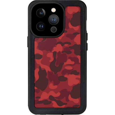 Red Street Camo iPhone 14 Pro Waterproof Case