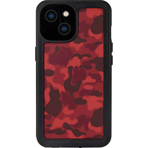 Red Street Camo iPhone 15 Waterproof Case