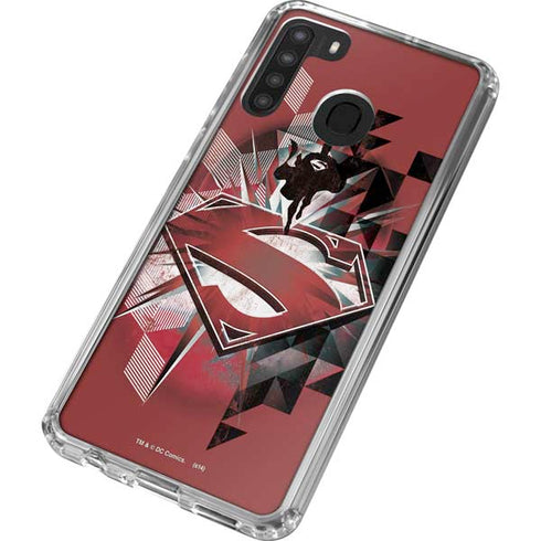 DC Comics Superman Red Pattern Galaxy A21 Clear Case