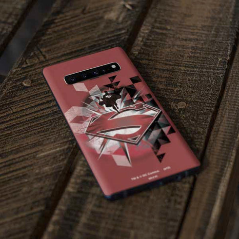 DC Comics Superman Red Pattern Galaxy S10 Skin
