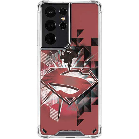 DC Comics Superman Red Pattern Galaxy S21 Ultra 5G Clear Case