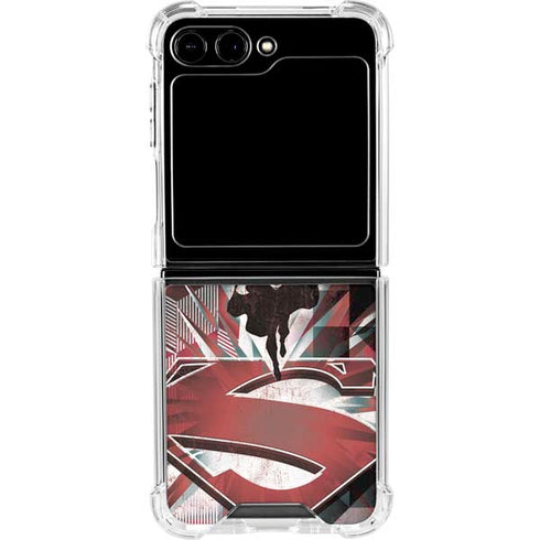 DC Comics Superman Red Pattern Galaxy Z Flip5 5G Clear Case