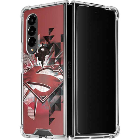 DC Comics Superman Red Pattern Galaxy Z Fold4 5G Clear Case
