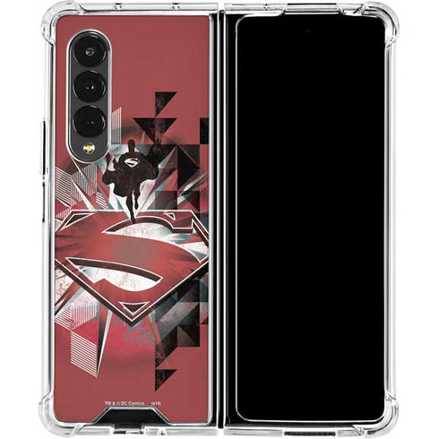 DC Comics Superman Red Pattern Galaxy Z Fold4 5G Clear Case