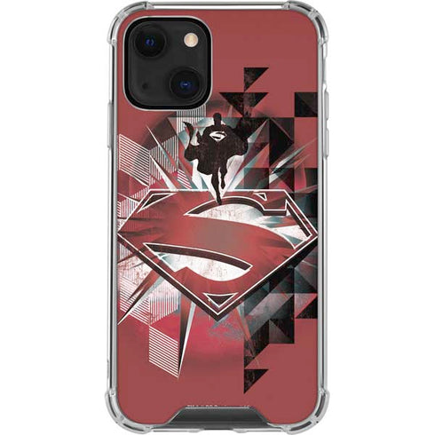 DC Comics Superman Red Pattern iPhone 14 Plus Clear Case