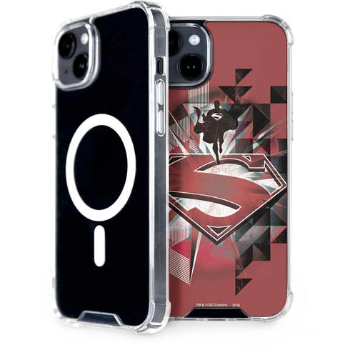 DC Comics Superman Red Pattern iPhone 15 Plus MagSafe Case
