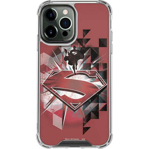 DC Comics Superman Red Pattern iPhone 15 Pro Max Clear Case