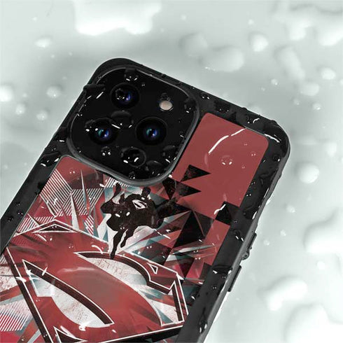 DC Comics Superman Red Pattern iPhone 14 Pro Max Waterproof Case
