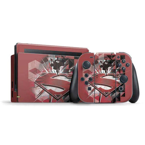 DC Comics Superman Red Pattern Nintendo Switch Bundle Skin