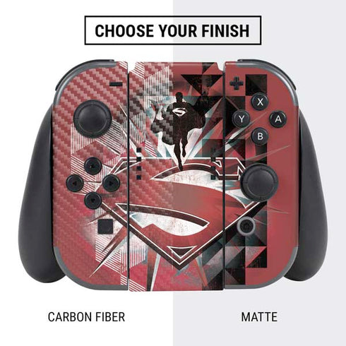 DC Comics Superman Red Pattern Nintendo Switch Bundle Skin