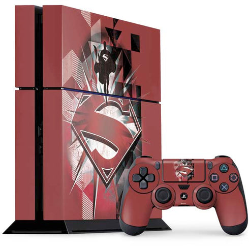 DC Comics Superman Red Pattern PS4 Console and Controller Bundle Skin