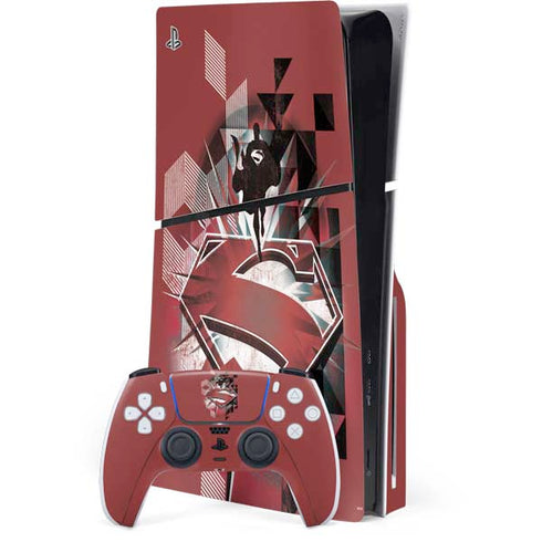 DC Comics Superman Red Pattern PS5 Slim Disk Bundle Skin