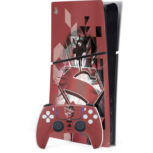 DC Comics Superman Red Pattern PS5 Slim Digital Edition Bundle Skin