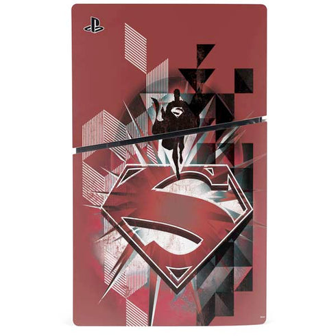 DC Comics Superman Red Pattern PS5 Slim Digital Edition Bundle Skin