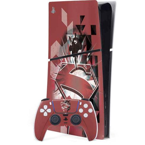 DC Comics Superman Red Pattern PS5 Slim Digital Edition Console Skin