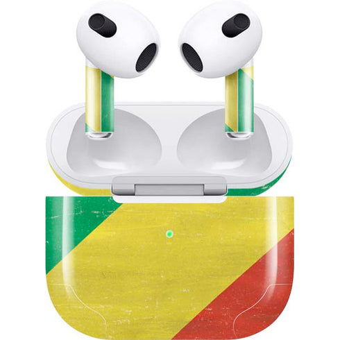 Republic of the Congo Flag Distressed Apple AirPods (3rd Gen 2021) Skin