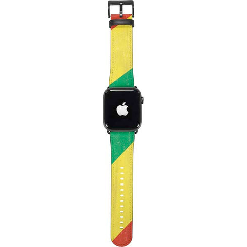 Republic of the Congo Flag Distressed Apple Watch Band 42-44mm