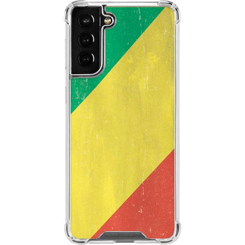 Republic of the Congo Flag Distressed Galaxy S22 Plus Clear Case