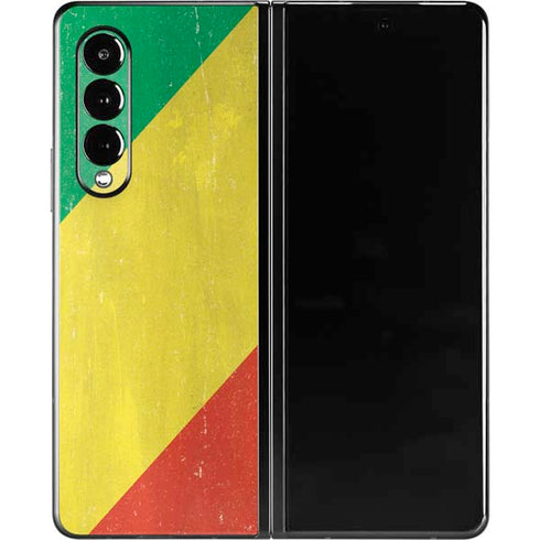 Republic of the Congo Flag Distressed Galaxy Z Fold3 5G Skin