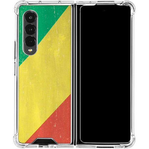 Republic of the Congo Flag Distressed Galaxy Z Fold4 5G Clear Case