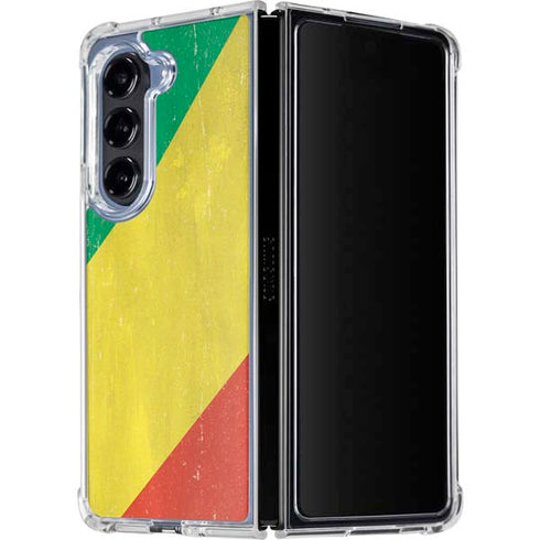 Republic of the Congo Flag Distressed Galaxy Z Fold5 5G Clear Case