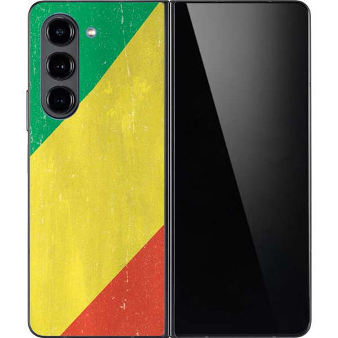 Republic of the Congo Flag Distressed Galaxy Z Fold5 5G Skin