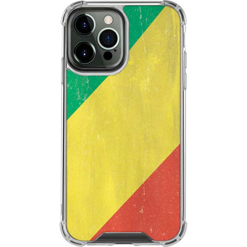 Republic of the Congo Flag Distressed iPhone 13 Pro Max Clear Case