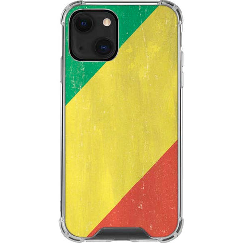 Republic of the Congo Flag Distressed iPhone 14 Clear Case