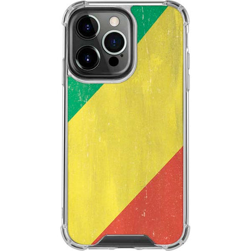 Republic of the Congo Flag Distressed iPhone 15 Pro Clear Case