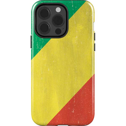 Republic of the Congo Flag Distressed iPhone 14 Pro Impact Case