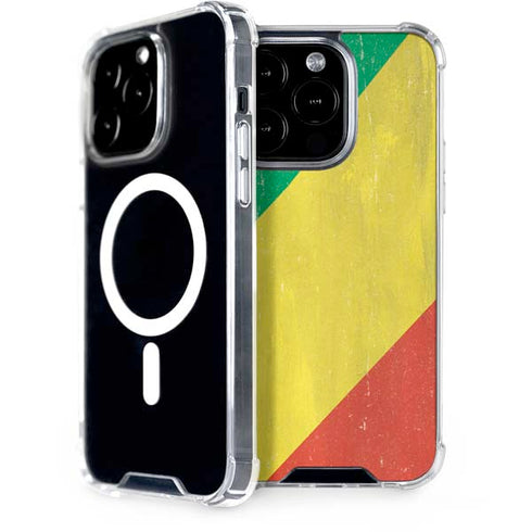 Republic of the Congo Flag Distressed iPhone 15 Pro MagSafe Case