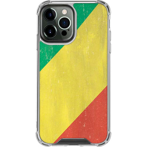 Republic of the Congo Flag Distressed iPhone 14 Pro Max Clear Case