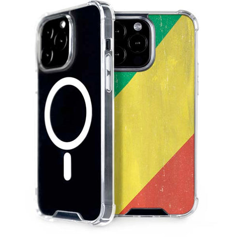 Republic of the Congo Flag Distressed iPhone 14 Pro Max MagSafe Case