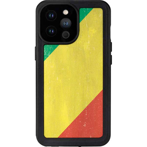 Republic of the Congo Flag Distressed iPhone 14 Pro Max Waterproof Case