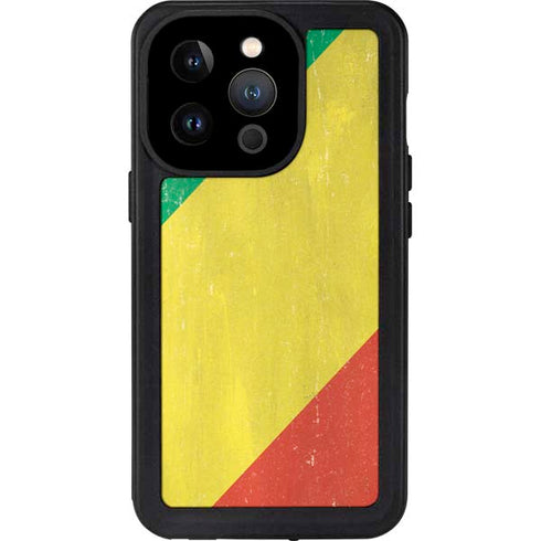 Republic of the Congo Flag Distressed iPhone 14 Pro Waterproof Case