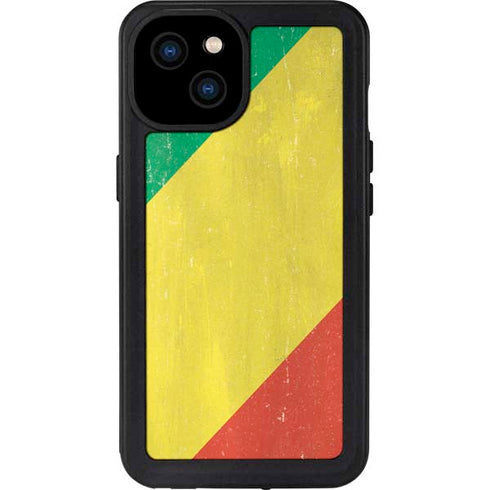 Republic of the Congo Flag Distressed iPhone 15 Plus Waterproof Case