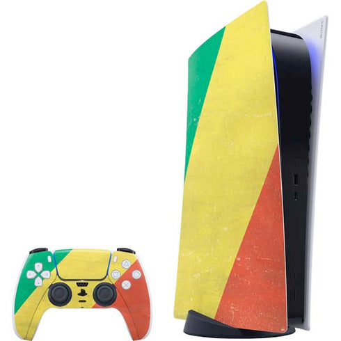 Republic of the Congo Flag Distressed PS5 Digital Edition Bundle Skin