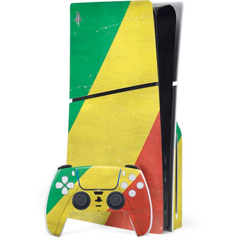 Republic of the Congo Flag Distressed PS5 Slim Disk Bundle Skin