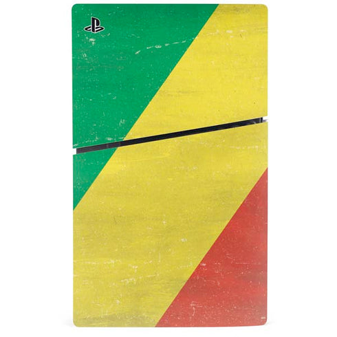 Republic of the Congo Flag Distressed PS5 Slim Disk Bundle Skin
