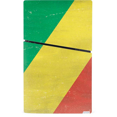 Republic of the Congo Flag Distressed PS5 Slim Digital Edition Bundle Skin