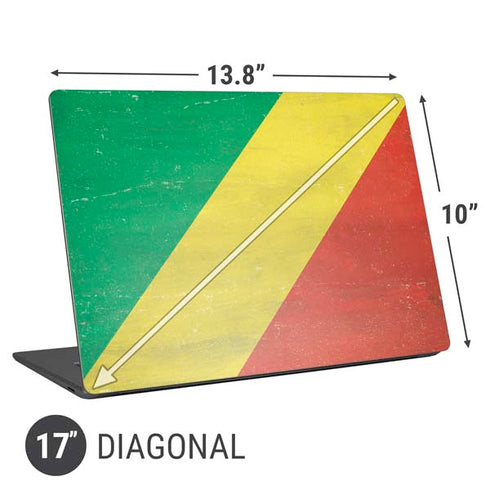 Republic of the Congo Flag Distressed Universal Laptop 17in (13.8 x 10in) Skin