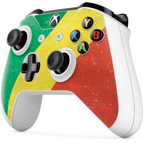 Republic of the Congo Flag Distressed Xbox One S Controller Skin