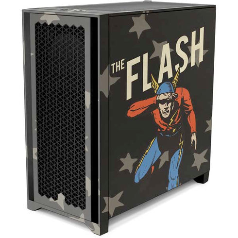 DC Comics The Flash Retro Action Pose Corsair 4000D Tempered Glass Mid-Tower ATX Case Skin