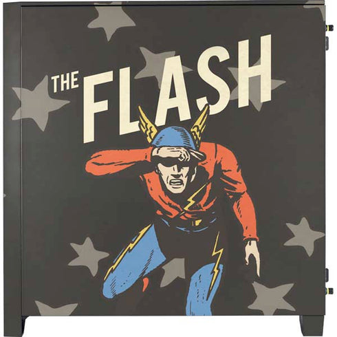 DC Comics The Flash Retro Action Pose Corsair 4000D Tempered Glass Mid-Tower ATX Case Skin