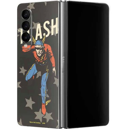 DC Comics The Flash Retro Action Pose Galaxy Z Fold4 5G Skin