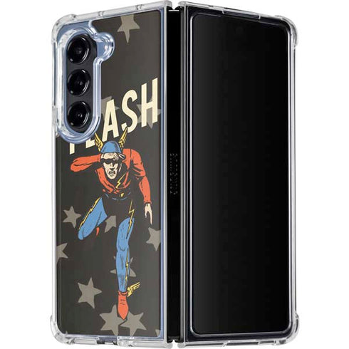 DC Comics The Flash Retro Action Pose Galaxy Z Fold5 5G Clear Case