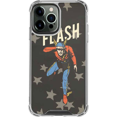 DC Comics The Flash Retro Action Pose iPhone 14 Pro Max Clear Case