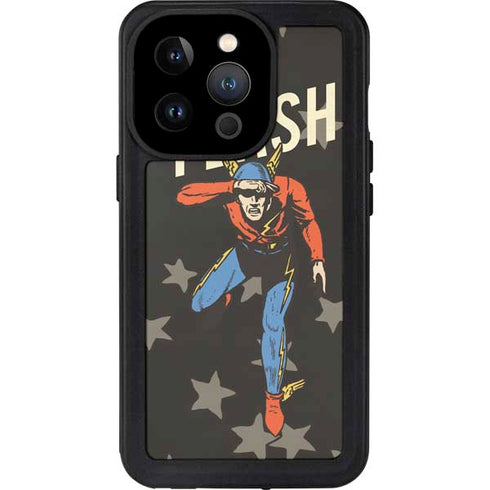DC Comics The Flash Retro Action Pose iPhone 14 Pro Waterproof Case