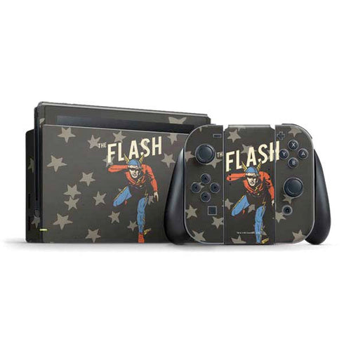 DC Comics The Flash Retro Action Pose Nintendo Switch Bundle Skin